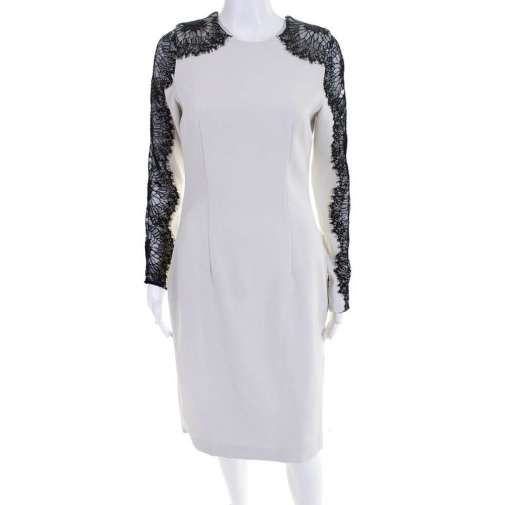 Nha Khanh Womens Mikayla Lace Sleeve Sheath Dress White Size 4 10671859